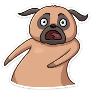 😱 dog, pug, cartoon, animal, sticker, shocked telegram sticker