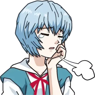 😰 Rei Ayanami Neon Genesis Evangelion rei, ayanami, anime, sedih, evangelion telegram sticker