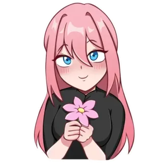 🌸 Аниме, Девушка, Розовые волосы, Цветок, Милый telegram sticker