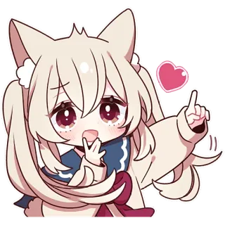 😱 Anime, Kawaii, Dễ thương, Trái tim, Cô gái, Manga whatsapp sticker