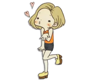😘 Cartoon, Mädchen, Kuss, Herzen, süß, Pose, Mode whatsapp sticker