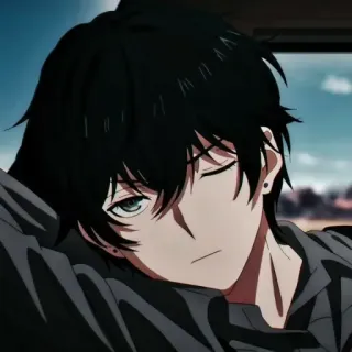 🕳 Anime, Masculino, Personaje, Pelo Negro, Retrato whatsapp sticker