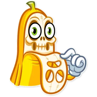 💀 banana, desenho animado, fruta, engraçado, esqueleto telegram sticker