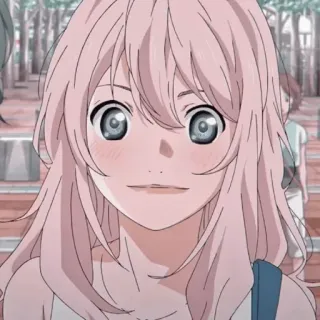 🙂 Anime, Mädchen, rosa Haare, Cartoon, Porträt telegram sticker