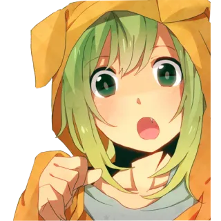 😦 Anime Mädchen, Grüne Haare, Hoodie, Cartoon, Süß telegram sticker