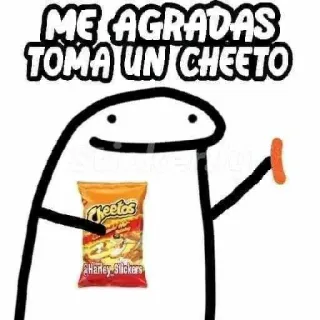 🍿 ME AGRADAS TOMA UN CHEETO flork, cheetos, snack, food, meme, cartoon telegram sticker