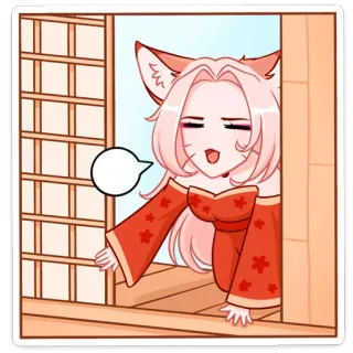 😃 anime, cat girl, manga, illustration, sticker, cartoon whatsapp sticker