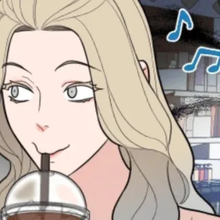 🖤 mulher, bebendo, desenho animado, animação whatsapp sticker