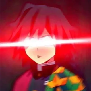 😬 anime, demon slayer, tanjiro, angry, red, eyes whatsapp sticker