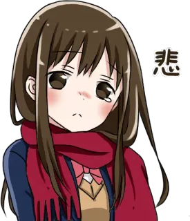 😢 悲 animé, fille, triste, pleurer, écharpe, larmes, manga, contrarié whatsapp sticker