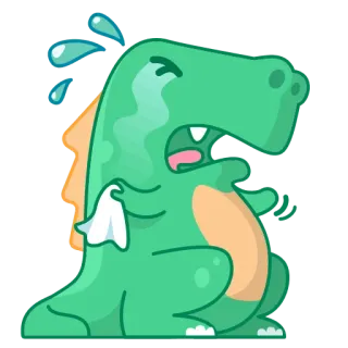😭 恐龙, 哭泣, 伤心, 卡通, 爬行动物, 眼泪, 霸王龙 whatsapp sticker