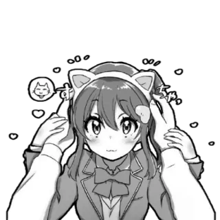 😽 ふふ anime girl, cat ears, kawaii, manga, cute, cartoon telegram sticker