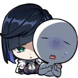 😈 Yelan Genshin Impact fanart, chibi, gra, postać, Yelan, Genshin Impact telegram sticker