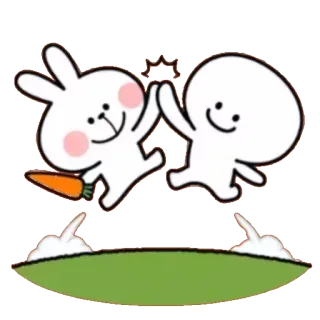 🙌 кролик, мультик, милый, морковь, животное, дай пять, друзья whatsapp sticker