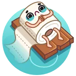 😭 carta igienica, cartone animato, zattera, triste, kawaii, carino telegram sticker