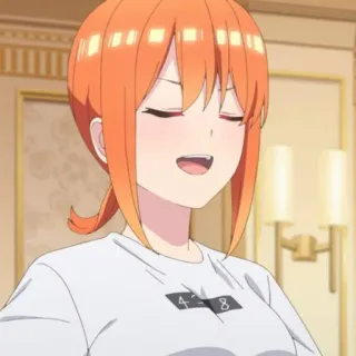😊 428 garota anime, cabelo laranja, sorrindo, personagem telegram sticker