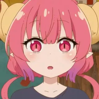 😯 Ilulu Miss Kobayashi's Dragon Maid Anime, Drache, Ilulu, pinke Haare, Hörner, Miss Kobayashi's Dragon Maid, süß telegram sticker