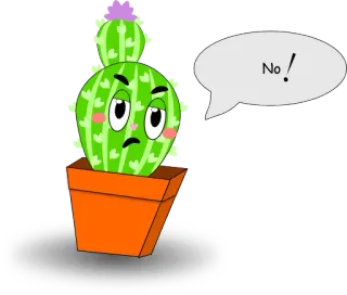 😠 No! кактус, нет, злой, растение, цветок, несчастный whatsapp sticker