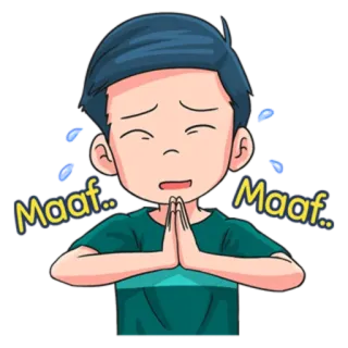 😅 Maaf... Maaf... xin lỗi, lời xin lỗi, van xin, tha thứ, hoạt hình, nhân vật whatsapp sticker