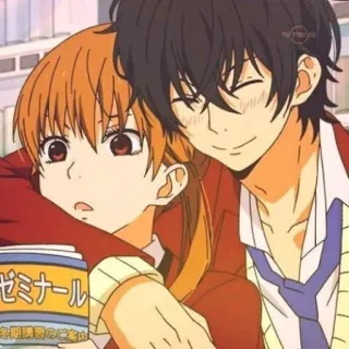 💛 ゼミナール anime, cặp đôi, ôm, âu yếm, hội thảo telegram sticker