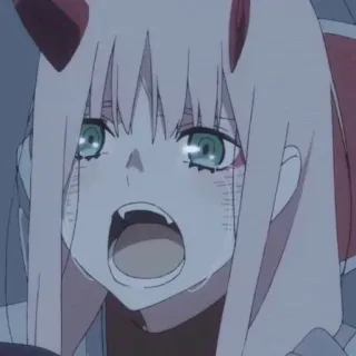 🍭 Zero Two Darling in the Franxx Anime, Chorando, Zero Two, Darling in the Franxx, Triste, Lágrimas telegram sticker