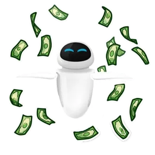 🤑 Eve WALL-E Eva, robot, WALL-E, soldi, contanti, ricchezza, finanza telegram sticker