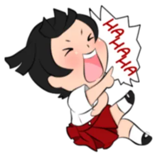 😜 HAHAHA dessin animé, fille, rire, joyeux, drôle, enfant whatsapp sticker