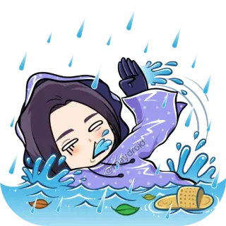 😑 @naydroid swimming, rain, water, cartoon, person telegram sticker