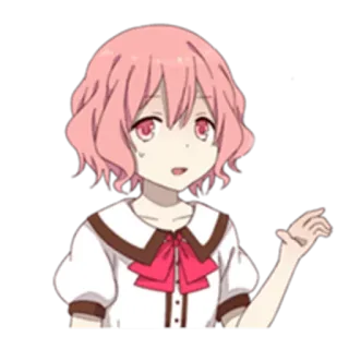 😒 animé, fille, cheveux roses, dessin animé whatsapp sticker