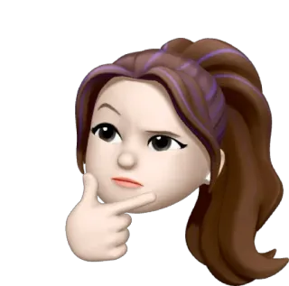 🤔 réflexion, emoji, penser, memoji, queue de cheval telegram sticker