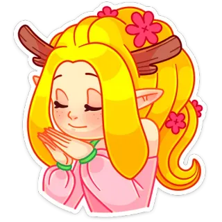 ☺️ elfo, fantasía, dibujos animados, cuernos, lindo, chica, anime telegram sticker