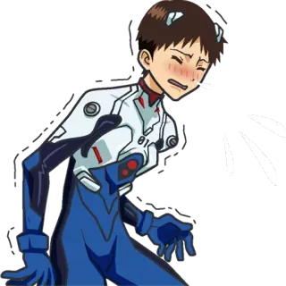😰 Shinji Ikari Neon Genesis Evangelion anime, character, shinji, evangelion, nervous, blushing telegram sticker
