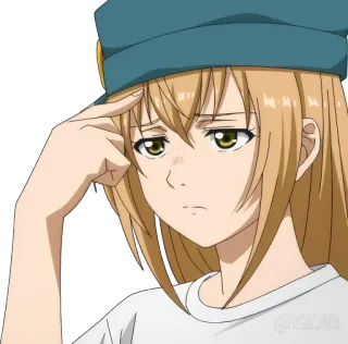 🤔 Anime, Garota, Pensando, Refletindo, Personagem, Cabelo loiro, Uniforme telegram sticker