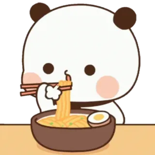 🍼 Panda, Ramen, Macarrão, Fofo, Kawaii, Desenho animado telegram sticker