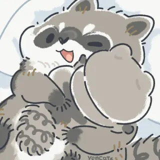🤗 raccoon, cute, animal, cartoon, sleepy telegram sticker