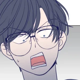 🚏 Manhwa, Anime, Männlich, Schockiert, Brille, Ausdruck whatsapp sticker