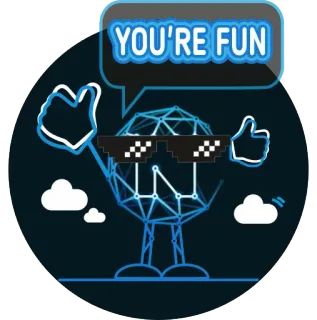😎 YOU'RE FUN cool, amusant, lunettes pixelisées, pouce levé telegram sticker