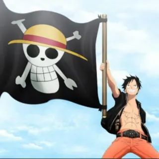 🍖 Monkey D. Luffy One Piece Anime, Pirat, Schädel, Flagge, One Piece, Ruffy telegram sticker