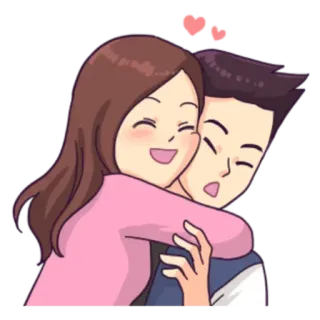 🤗 couple, love, hugging, cartoon, relationship, affection telegram sticker