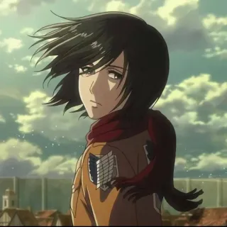 😪 Mikasa Ackerman Attack on Titan Mikasa, L'Attaque des Titans, Anime, Personnage, Écharpe telegram sticker