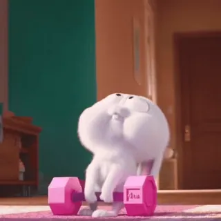 🥵 Snowball The Secret Life of Pets bunny, weightlifting, exercise, cartoon, gym, pets telegram sticker