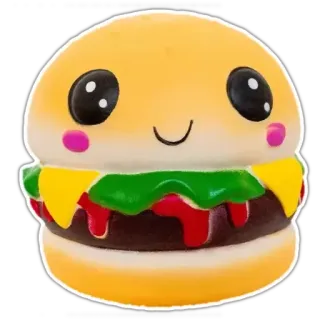 🍔 hamburger, cibo, kawaii, carino, cartone animato, hamburger whatsapp sticker