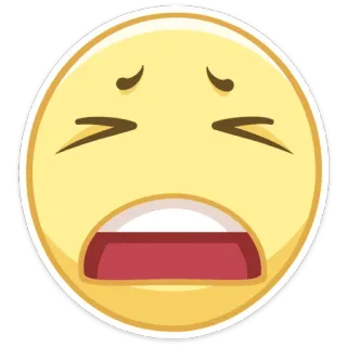 😫 Эмодзи, Лицо, Грустный, Расстроен, Желтый, Мультфильм telegram sticker
