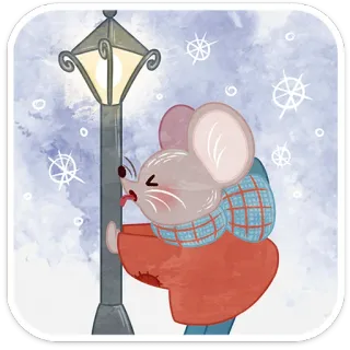❄️ mysz, zima, latarnia, kreskówka, słodki, śnieg telegram sticker