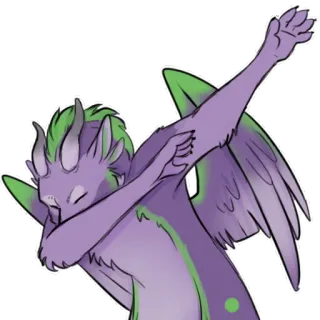 🤥 Dab, Dabbing, 紫色, 绿色, 龙, 卡通, 幻想 whatsapp sticker