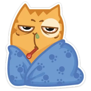 🌡 chat, malade, malade, rhume, fièvre, thermomètre, couverture telegram sticker