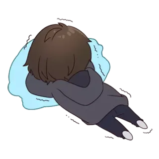😫 cartoon, sad, crying, pillow, exhausted telegram sticker