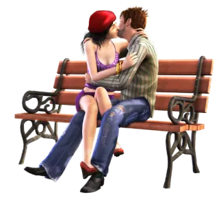 💋 kiss, couple, bench, romance, love, sit telegram sticker