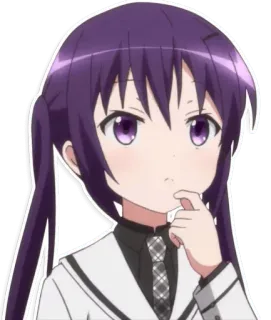 🤔 อนิเมะ, ผู้หญิง, ผมสีม่วง, น่ารัก, การ์ตูน telegram sticker