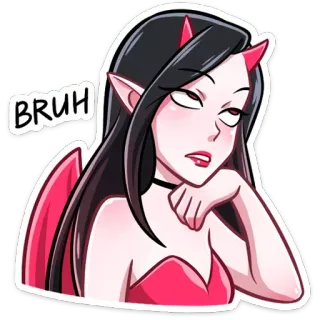 🙄 BRUH demon, devil, bruh, girl, anime whatsapp sticker